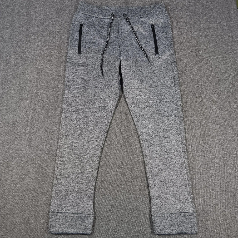 Burnside Pants Mens XL Gray Fleece Jogger Sweatpants Drawstring Zip Pockets